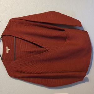 Rust wrap sweater, cozy & loose perfect hygge wear it for nursing moms